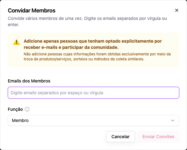 A janela Convidar Membros